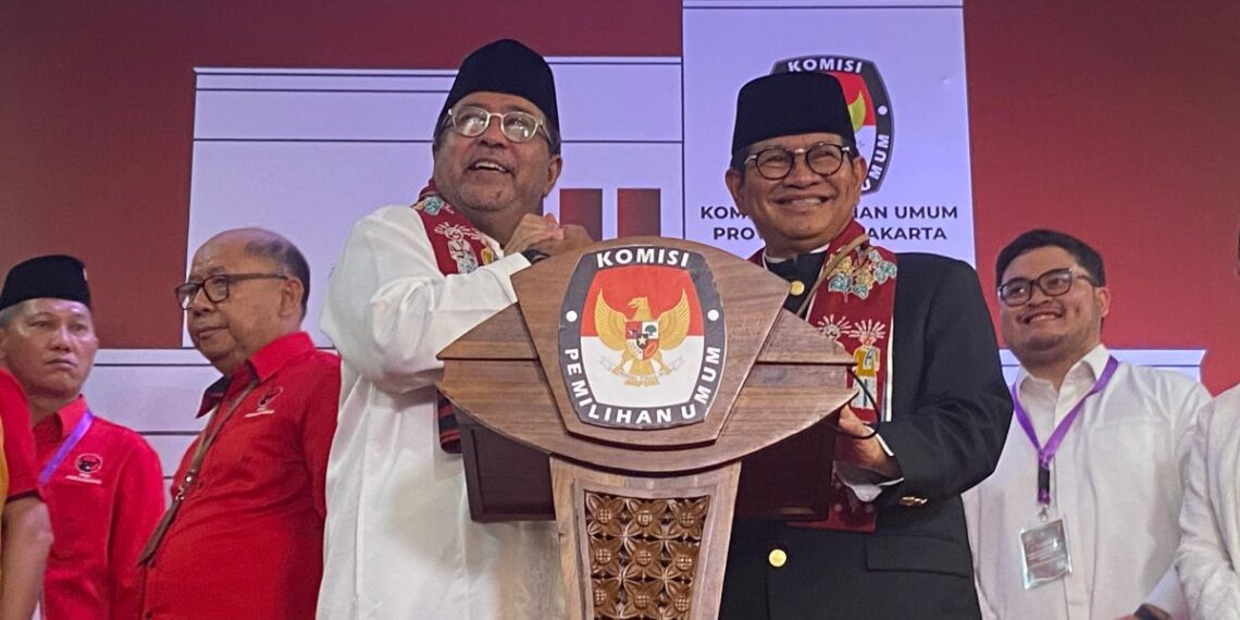 Pasanga Cagub-Cawagub Pilkada Jakarta, Pramono Anung-Rano Karno. Sumber foto : ANTARA