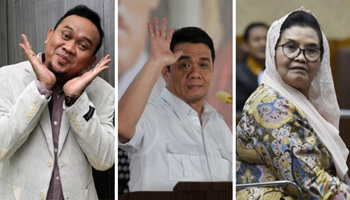 Ketua Tim Pemenangan Masing-Masing Paslon. Dari ki-ka : Cak Lontong, Ariza Patria, dan Siti Fadilah Supari.