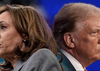 foto kolase kamala harris dan donald trump 169