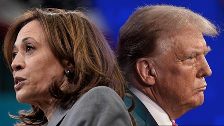 foto kolase kamala harris dan donald trump 169