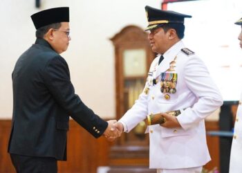 Pelantikan Nur Kholis dan Mohamad Taufik Kurniawan sebagai Pj Bupati Pasuruan dan Pj Walikota Probolinggo.