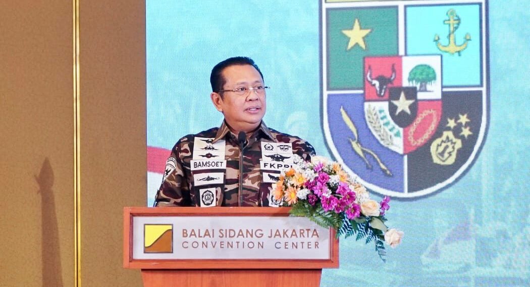 Ketua MPR RI Bambang Soesatyo saat menyampaikan orasinya di perayaan HUT ke-46 FKPPI di Jakarta pada Kamis (12/9/24). Sumber foto : Istimewa.