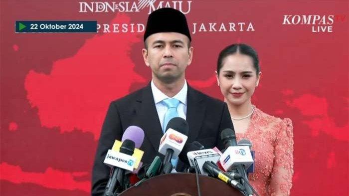 Hasil tangkapan layar siaran langsung Kompas TV saat Raffi Ahmad dilantik oleh Presiden Prabowo sebagai Utusan Khusus Presiden.