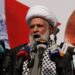 Wakil pemimpin Hezbollah Lebanon, Sheikh Naim Qassem, berbicara dalam sebuah aksi unjuk rasa mendukung Palestina di Gaza, di tengah konflik yang berlangsung antara Israel dan kelompok Islamis Palestina Hamas, di Beirut, Lebanon pada 13 Oktober 2023. Sumber foto : REUTERS/Zohra Bensemra