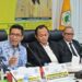 Ketua Fraksi Partai Golkar, M.Sarmuji (tengah) bersama Ketua Komisi XI DPR RI, M.Misbakhun, dalam diskusi Fraksi Partai Golkar di Ruang Rapat Fraksi Golkar di Gedung Parlemen Jakarta pada Selasa (19/11/2024).