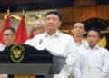 Ketua Kompolnas sekaligus Menko Polkam Budi Gunawan saat konferensi pers usai memimpin rapat perdana Kompolnas RI di kantor Kemenko Polkam Jakarta Pusat pada Senin (11/11/2024).