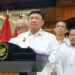 Ketua Kompolnas sekaligus Menko Polkam Budi Gunawan saat konferensi pers usai memimpin rapat perdana Kompolnas RI di kantor Kemenko Polkam Jakarta Pusat pada Senin (11/11/2024).