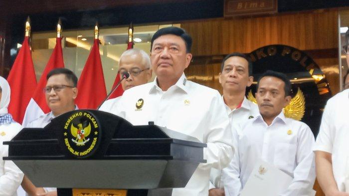 Ketua Kompolnas sekaligus Menko Polkam Budi Gunawan saat konferensi pers usai memimpin rapat perdana Kompolnas RI di kantor Kemenko Polkam Jakarta Pusat pada Senin (11/11/2024).