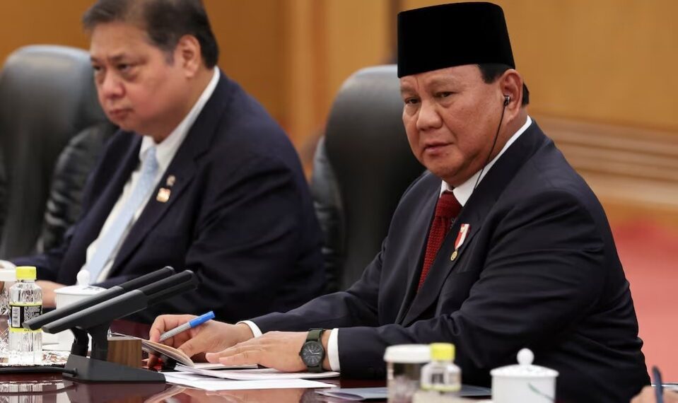 Presiden Indonesia Prabowo Subianto menghadiri pertemuan dengan Presiden China Xi Jinping (tidak terlihat dalam foto) di Great Hall of The People di Beijing, China, 9 November 2024. REUTERS/Florence Lo