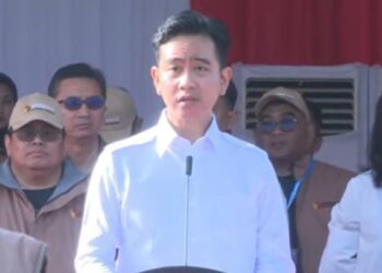 Wakil Presiden Gibran Rakabuming Raka saat Apel Siaga Pengawasan Tahapan Masa Tenang Pemungutan dan Perhitungan Suara Pemilihan Gubernur dan Wakil Gubernur, Bupati, Wakil Bupati, Wali Kota dan Wakil Wali Kota 2024 di Monumen Nasional (Monas), Rabu (20/11/2024).