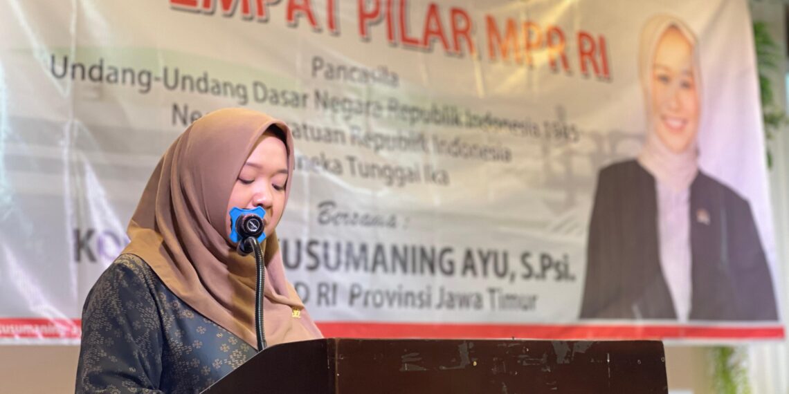 Kondang Kusumaning Ayu dalam Acara Sosisalisasi Empat Pilar Kebangsaan di Surabaya, Sabtu (30/11/2024).