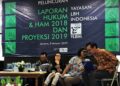 Pengurus YLBHI saat menyampaikan laporan tahunan di Gedung YLBHI, Jakarta, Selasa (8/1/2019). (Sumber Foto: VOA)