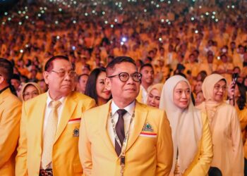 Wakil Ketua Umum Partai Golkar , Adies Kadir dalam acara puncak HUT ke-60 Partai Golkar. Sumber foto : Instagram Adies Kadir.