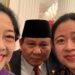Megawati Sukarno Putri (Kiri), Prabowo Subianto (tengah), Puan Maharani (kanan).