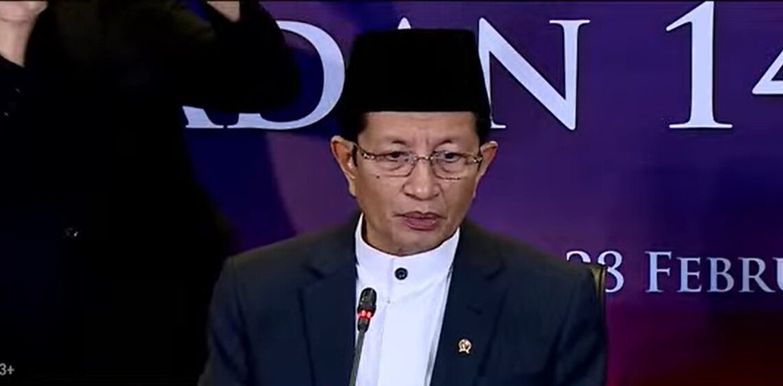 Menteri Agama Nasaruddin Umar dalam Sidang Itsbat Penetapan 1 Ramadhan 1446 H di Jakarta pada Jum'at (28/2/2025).