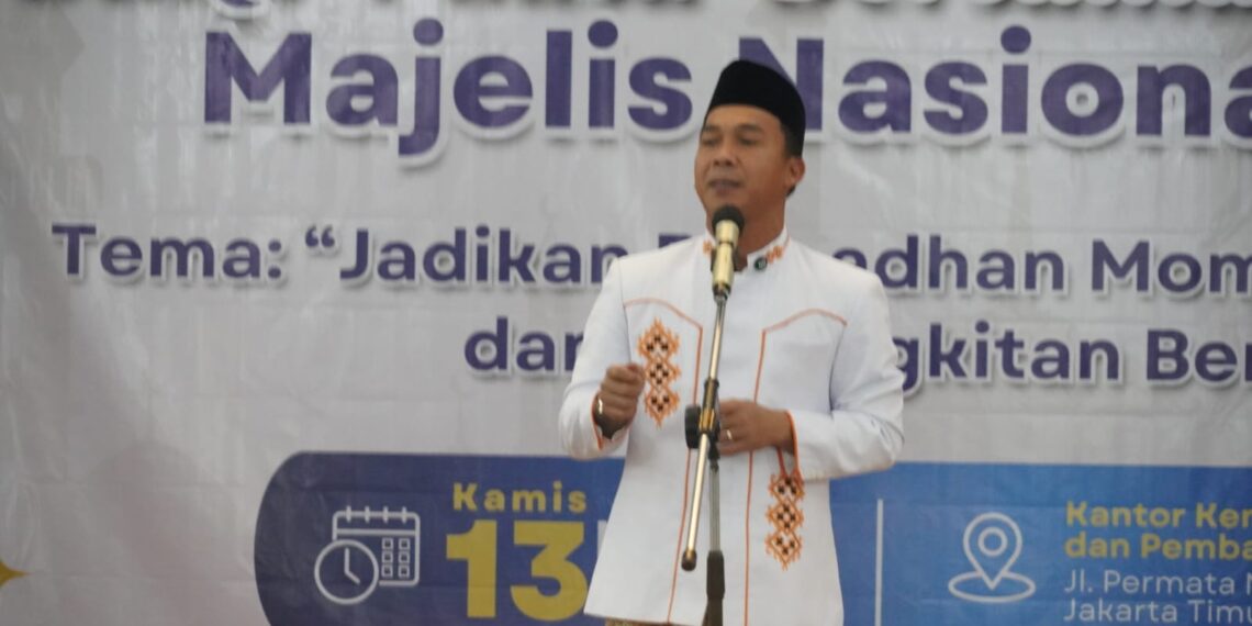 Menteri Kependudukan dan Pembangunan Keluarga sekaligus Kepala BKKBN, Dr. Wihaji, S.Ag., M.Pd dalam acara Buka Bersama MN KAHMI di Jakarta pada Kamis (14/3/2025). Sumber foto : Media Center Kemendukbangga/BKKBN