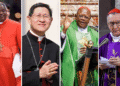Kandidat pengganti Paus Fransiskus. Dari kiri ke kanan : Peter Kodwo Appiah Turkson, Luis Antonio Gokim Tagle , Fridolin Ambongo Besungu dan Pietro Parolin. Foto : dari berbagai sumber.