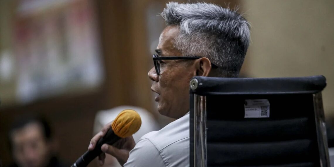 Eks Komisioner KPU Wahyu Setiawan dalam sidang kasus Harun Masiku yang melibatkan Sekjen PDI Perjuangan Hasto Kristiyanto.