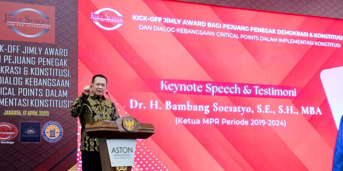 Wakil Ketua Umum Partai Golkar, Bambang Soesatyo dalam acara Jimly Award di Jakarta pada Kamis (17/4/2025).