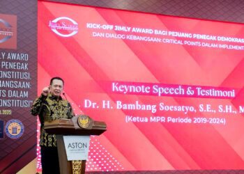 Wakil Ketua Umum Partai Golkar, Bambang Soesatyo dalam acara Jimly Award di Jakarta pada Kamis (17/4/2025).