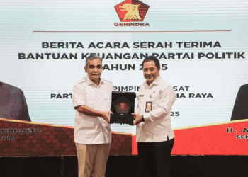 Penandatanganan Berita Acara Penyerahan Dana Bantuan Politik Dari Kementerian Dalam Negeri pada Partai Gerindra, yang diterima langsung oleh Sekjen Partai Gerindra, Ahmad Muzani di Jakarta pada Rabu (21/5/). Sumber foto : instagram @ahmadmuzani2
