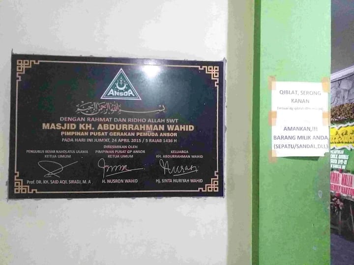 Prasasti Masjid Abdurrahman Wahid GP Ansor Jakarta