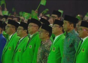 Jokowi saat hadir dalam acara Harlah ke-50 PPP di ICE BSD Tangerang, Jum'at (17/2/2023). Sumber foto : DETIK.COM