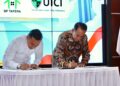 Penandatanganan MOU antara UICI dan Kementerian Kependudukan dan Pembangunan Keluarga yang ditandatangi oleh Rektor UICI, Prof. La Ode M.Kamaluddin dan Menteri Wihaji di Jakarta pada Senin (19/5/2025)