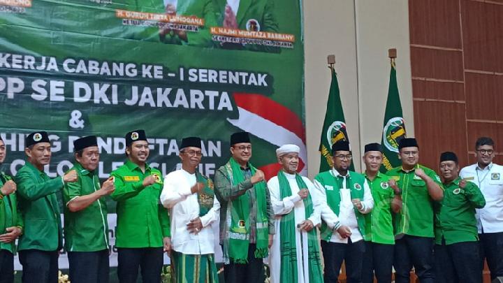 Anies Baswedan saat hadir dalam Muskercab PPP Se-DKI Jakarta, Minggu (25/9/2022). Sumber foto : TEMPO.