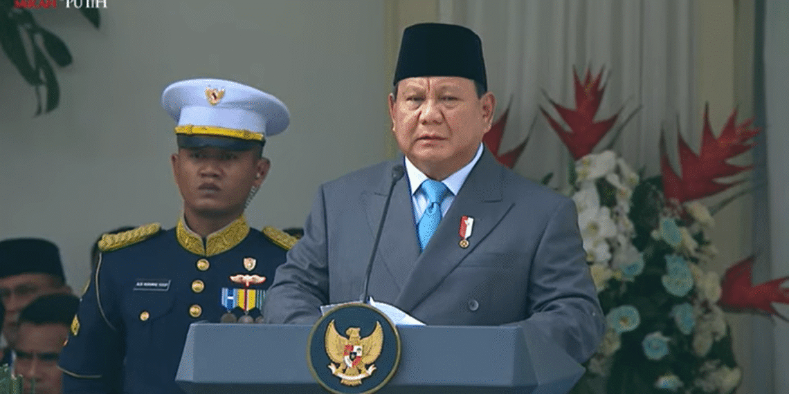 Presiden Prabowo dalam acara peringatan Hari Pancasila yang digelar di Gedung Pancasila Kementerian Luar Negeri, Jakarta pada Senin (2/6/2025).