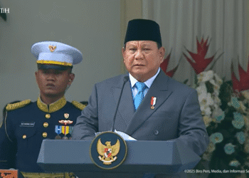 Presiden Prabowo dalam acara peringatan Hari Pancasila yang digelar di Gedung Pancasila Kementerian Luar Negeri, Jakarta pada Senin (2/6/2025).