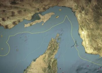 Representasi visual jalur pengiriman minyak utama "Selat Hormuz". Sumber foto : Reuters