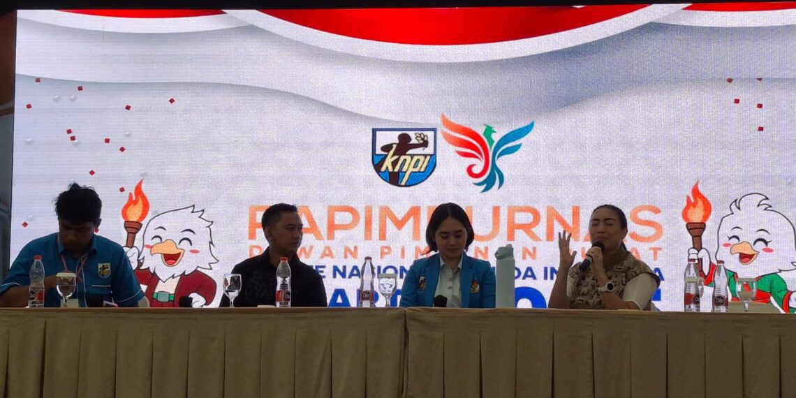 Ketua Umum TIDAR sekaligus Wakil Ketua Komisi VII DPR RI Rahayu Saraswati dalam acara Rapimpurnas KNPI yang digelar di Jakarta, Minggu (3/8).