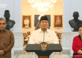 Konferensi Pers Presiden RI Prabowo Subianto didampingi Ketua MPR RI dan Ketum-Ketum Partai Politik di Istana Negara, Minggu (31/8). Sumber foto ; Sekretariat Presiden