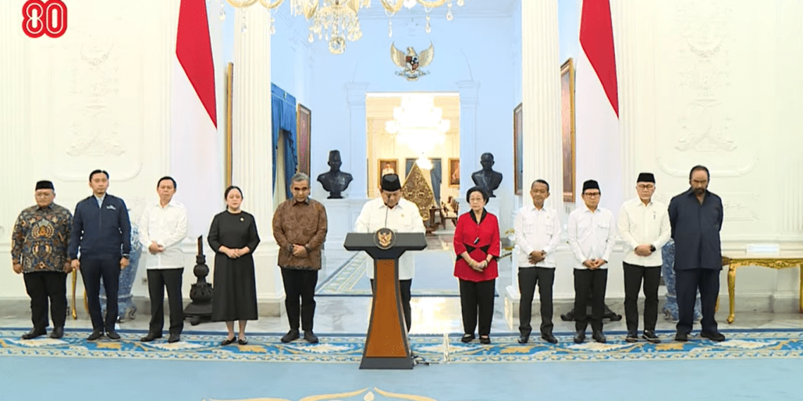 Konferensi Pers Presiden Prabowo bersama Ketum-Ketum Partai di Istana Negara, Minggu (01/09)