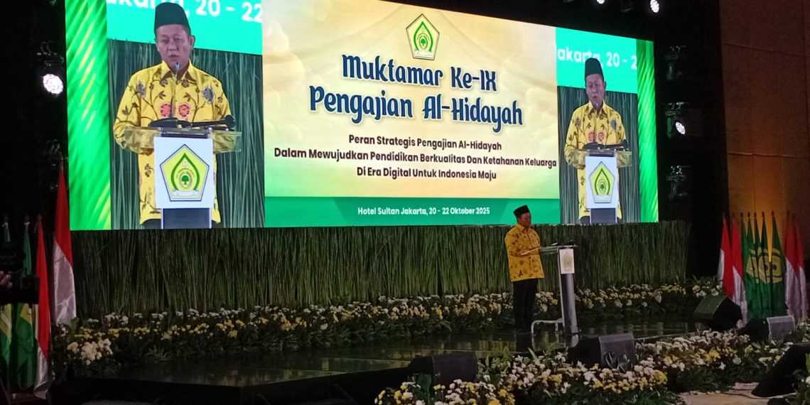 Sekjen Partai Golkar saat menyampaikan sambutan dalam sisi penutupan Muktamar Al Hidayah yang digelar di Jakarta (20-22/10/2025)