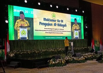 Sekjen Partai Golkar saat menyampaikan sambutan dalam sisi penutupan Muktamar Al Hidayah yang digelar di Jakarta (20-22/10/2025)