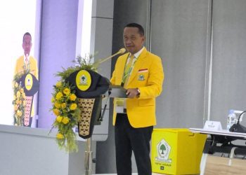 Ketua Umum DPP Partai Golkar, Bahlil Lahadalia, dalam acara Rapimnas I Partai Golkar yang digelar di Sekretariat DPP Partai Golkar, Slipi, Jakarta, pada Sabtu (20/12).