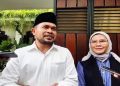 Ketua DPD PSI Jawa Barat Abang Ijo Hapidin bersama Mantan Bupati Indramayu, Nina Agustina Da'i Bachtiar usai menemui Jokowi
