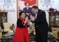 Ketua Umum PDI Perjuangan Megawati Sukarnoputri bersama dengan Dubes Iran untuk Indonesia, Mohammad Boroujerdi,