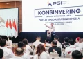 Ketua Umum DPP PSI, Kaesang Pangarep, dalam acara konsinyering DPW PSI Jakarta, Minggu (12/04)