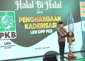 Ketua Umum DPP PKB, Muhaimin Iskandar (Cak Imin), dalam acara Halal Bi Halal dan Apresiasi Kaderisasi PKB 2026 yang berlangsung di Sekretariat DPP PKB di bilangan Menteng, Jakarta, Jum'at (10/04/2026)