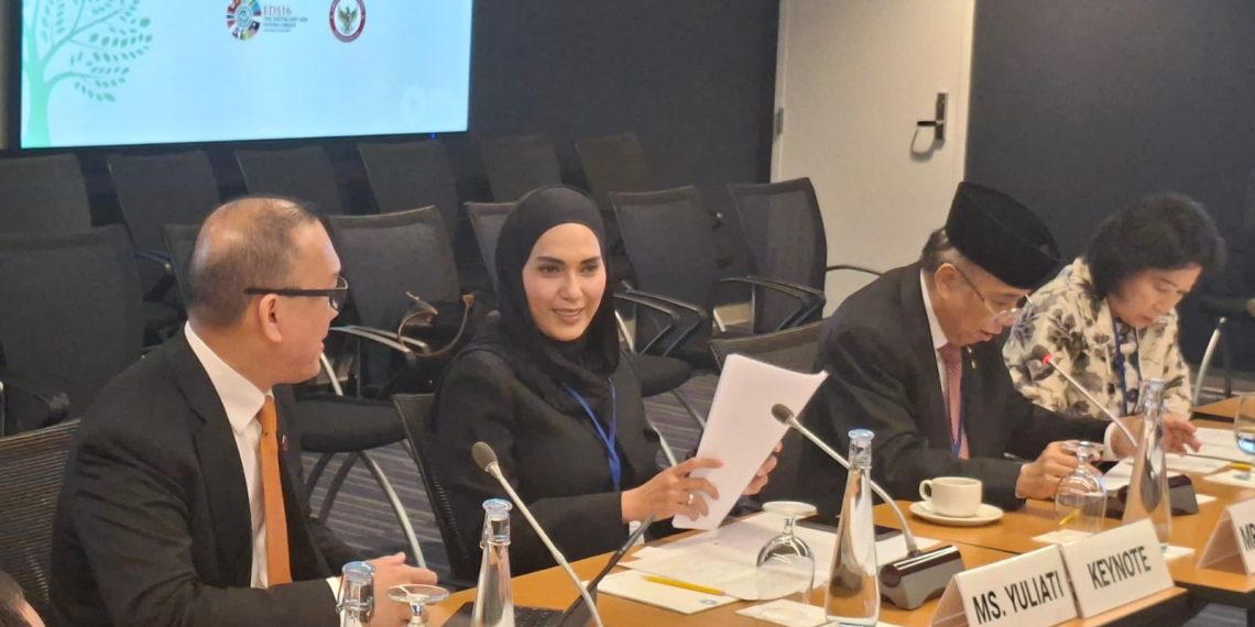 Sari Yuliati dalam forum diskusi bertajuk “Towards High-Integrity Carbon Markets in Indonesia: Progress and Prospects” di Washington DC, Amerika Serikat, Selasa (14/4/2026).